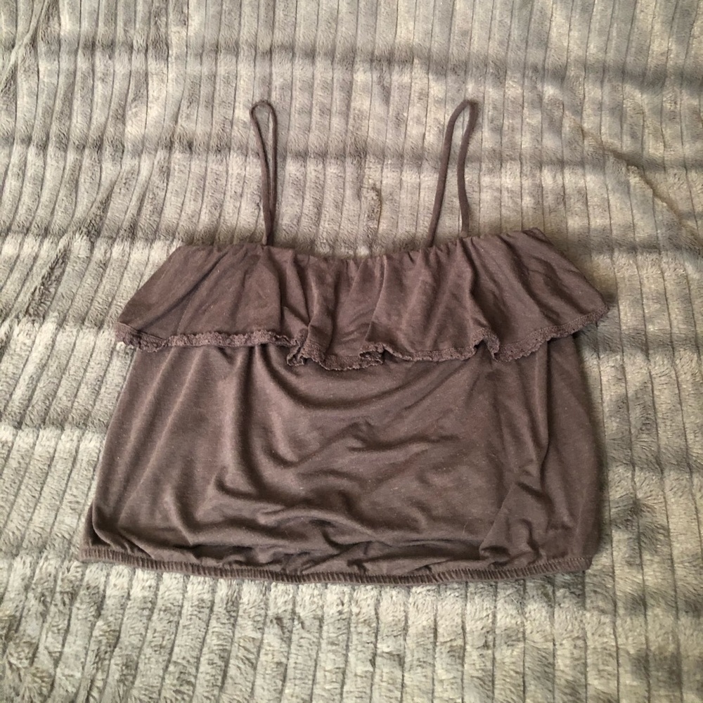 Gray tank top with ruffle